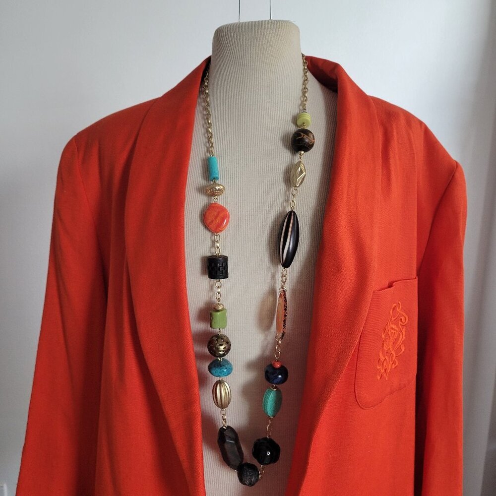 Jacqueline Ferrar Women’s Orange Cotton Logo Blazer (Size: Large)